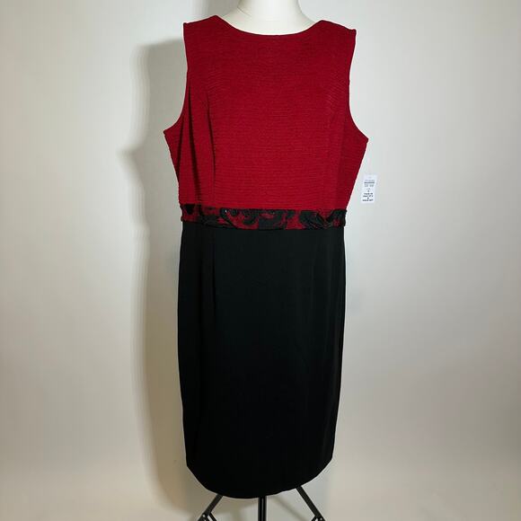 NWT Maya Brooke Red/Black 2 Piece Dress Suit Lace Trim Blazer Set Womens Size 16 - Picture 7 of 16